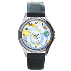 Science Fiction Outer Space Round Metal Watch by Ndabl3x