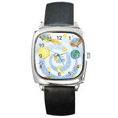 Science Fiction Outer Space Square Metal Watch