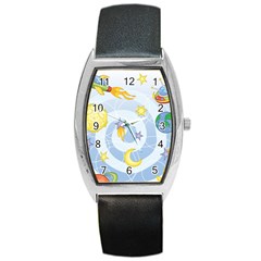 Science Fiction Outer Space Barrel Style Metal Watch