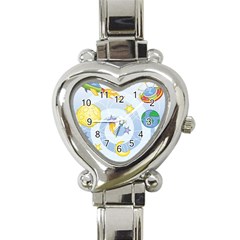 Science Fiction Outer Space Heart Italian Charm Watch