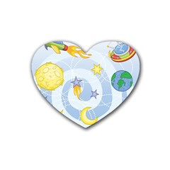 Science Fiction Outer Space Rubber Heart Coaster (4 Pack)