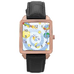 Science Fiction Outer Space Rose Gold Leather Watch  by Ndabl3x