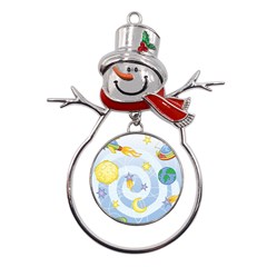 Science Fiction Outer Space Metal Snowman Ornament by Ndabl3x