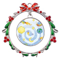 Science Fiction Outer Space Metal X mas Wreath Ribbon Ornament by Ndabl3x