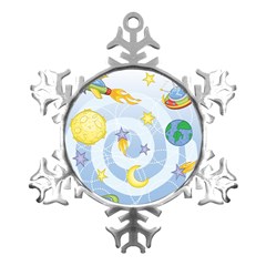 Science Fiction Outer Space Metal Small Snowflake Ornament by Ndabl3x