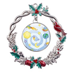 Science Fiction Outer Space Metal X mas Wreath Holly Leaf Ornament by Ndabl3x