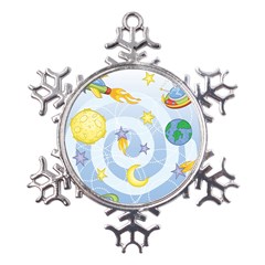 Science Fiction Outer Space Metal Large Snowflake Ornament by Ndabl3x