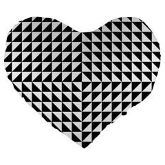 Optical Illusion Black Large 19  Premium Heart Shape Cushions by Ndabl3x