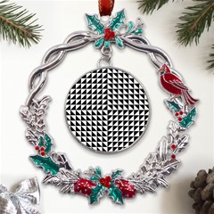 Optical Illusion Black Metal X mas Wreath Holly Leaf Ornament by Ndabl3x