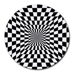 Optical Illusion Chessboard Tunnel Round Mousepad by Ndabl3x