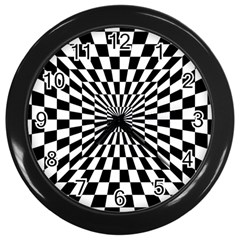 Optical Illusion Chessboard Tunnel Wall Clock (black) by Ndabl3x