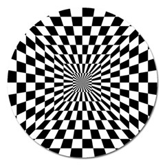 Optical Illusion Chessboard Tunnel Magnet 5  (round) by Ndabl3x