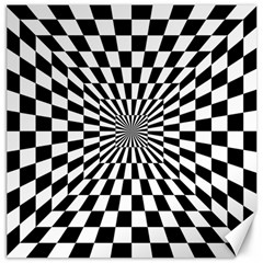 Optical Illusion Chessboard Tunnel Canvas 16  X 16  by Ndabl3x