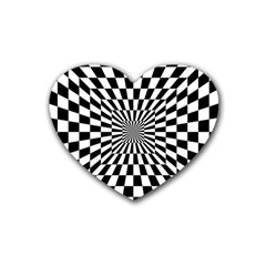 Optical Illusion Chessboard Tunnel Rubber Heart Coaster (4 Pack) by Ndabl3x