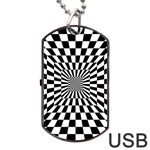 Optical Illusion Chessboard Tunnel Dog Tag USB Flash (Two Sides) Front