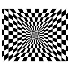 Optical Illusion Chessboard Tunnel Two Sides Premium Plush Fleece Blanket (medium) by Ndabl3x