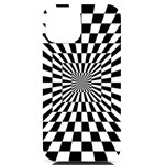 Optical Illusion Chessboard Tunnel iPhone 14 Black UV Print Case Front