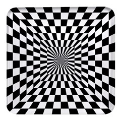 Optical Illusion Chessboard Tunnel Square Glass Fridge Magnet (4 Pack)