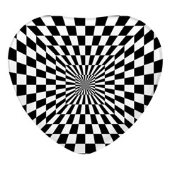 Optical Illusion Chessboard Tunnel Heart Glass Fridge Magnet (4 Pack)