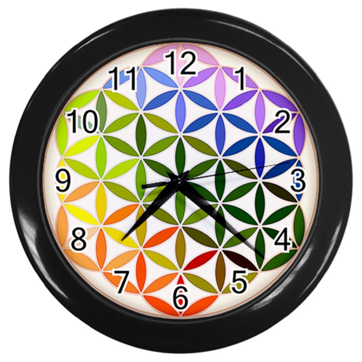 Mandala Rainbow Colorful Wall Clock (Black)