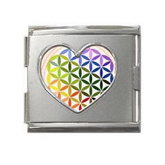 Mandala Rainbow Colorful Mega Link Heart Italian Charm (18mm) by Ndabl3x