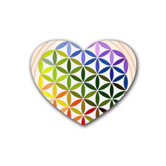 Mandala Rainbow Colorful Rubber Heart Coaster (4 Pack) by Ndabl3x