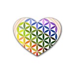 Mandala Rainbow Colorful Rubber Heart Coaster (4 pack) Front