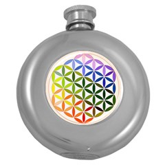 Mandala Rainbow Colorful Round Hip Flask (5 Oz) by Ndabl3x