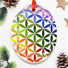 Mandala Rainbow Colorful Oval Filigree Ornament (two Sides) by Ndabl3x