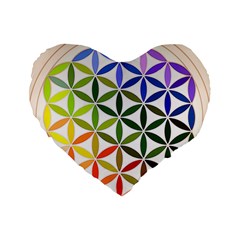 Mandala Rainbow Colorful Standard 16  Premium Flano Heart Shape Cushions by Ndabl3x