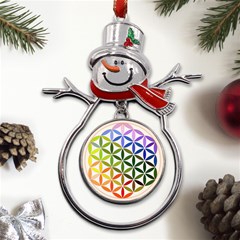 Mandala Rainbow Colorful Metal Snowman Ornament by Ndabl3x