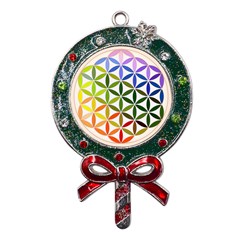 Mandala Rainbow Colorful Metal X mas Lollipop With Crystal Ornament by Ndabl3x