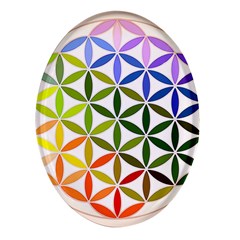 Mandala Rainbow Colorful Oval Glass Fridge Magnet (4 Pack)