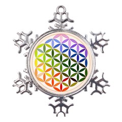 Mandala Rainbow Colorful Metal Large Snowflake Ornament by Ndabl3x