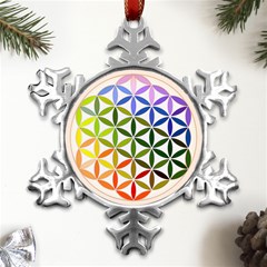 Mandala Rainbow Colorful Metal Small Snowflake Ornament