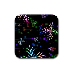 Snowflakes Snow Winter Christmas Rubber Coaster (square) by Ndabl3x