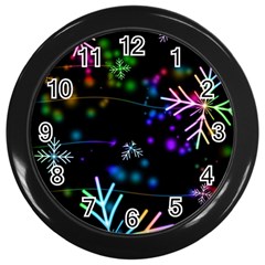 Snowflakes Snow Winter Christmas Wall Clock (black) by Ndabl3x