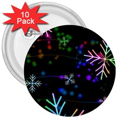 Snowflakes Snow Winter Christmas 3  Buttons (10 Pack)  by Ndabl3x