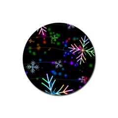 Snowflakes Snow Winter Christmas Rubber Coaster (round) by Ndabl3x