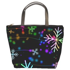 Snowflakes Snow Winter Christmas Bucket Bag by Ndabl3x