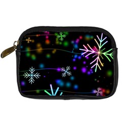 Snowflakes Snow Winter Christmas Digital Camera Leather Case by Ndabl3x