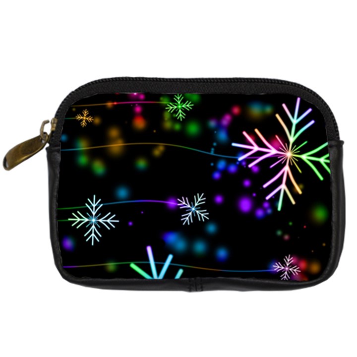 Snowflakes Snow Winter Christmas Digital Camera Leather Case