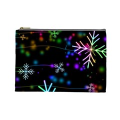 Snowflakes Snow Winter Christmas Cosmetic Bag (large)