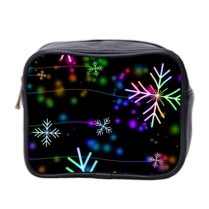 Snowflakes Snow Winter Christmas Mini Toiletries Bag (Two Sides)