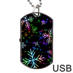 Snowflakes Snow Winter Christmas Dog Tag Usb Flash (one Side) by Ndabl3x