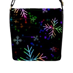 Snowflakes Snow Winter Christmas Flap Closure Messenger Bag (l) by Ndabl3x