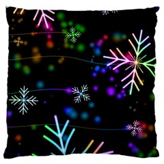 Snowflakes Snow Winter Christmas Large Cushion Case (two Sides) by Ndabl3x