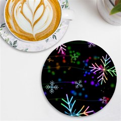 Snowflakes Snow Winter Christmas Uv Print Round Tile Coaster by Ndabl3x