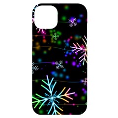 Snowflakes Snow Winter Christmas Iphone 14 Plus Black Uv Print Case by Ndabl3x