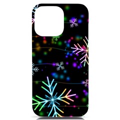 Snowflakes Snow Winter Christmas Iphone 14 Pro Max Black Uv Print Case by Ndabl3x